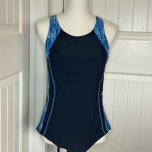 Navy Blue and Light Blue Women's Swimsuit